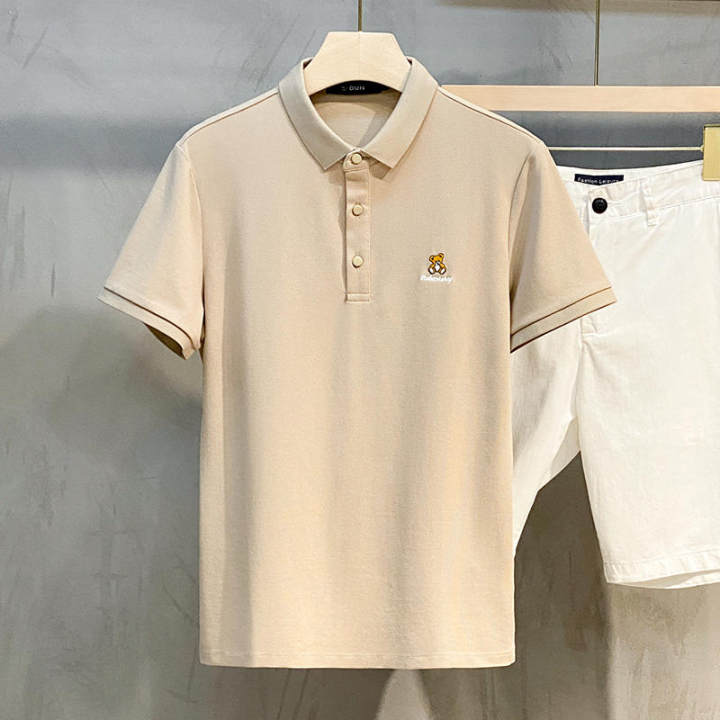 2023年新款刺繡高端翻領POLO衫男